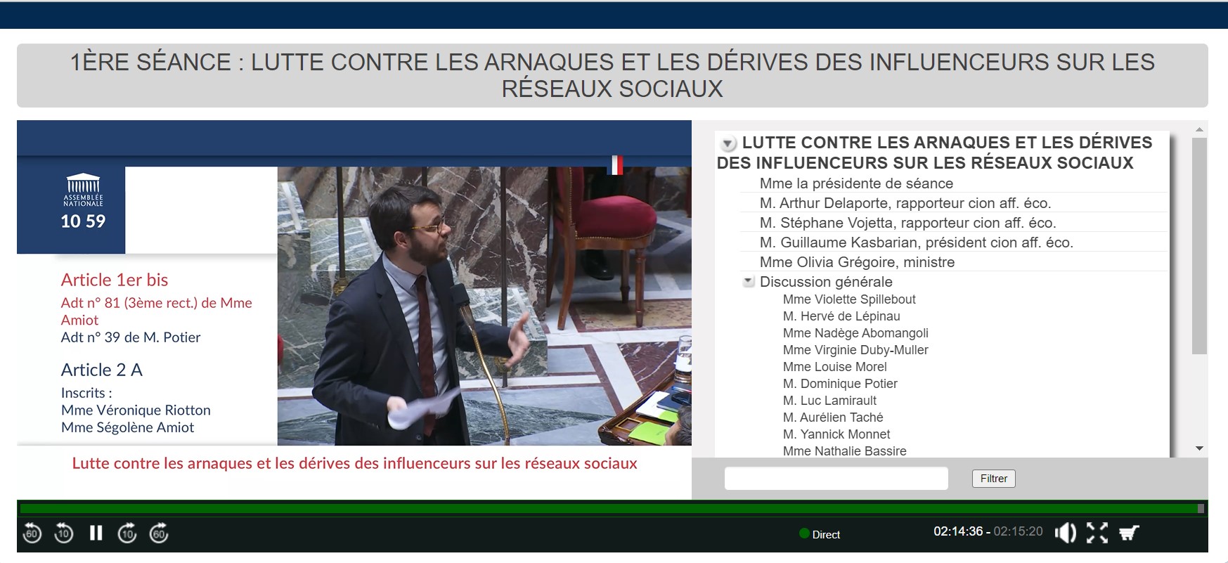 Débat du PPLà l'Assemblée Nationale